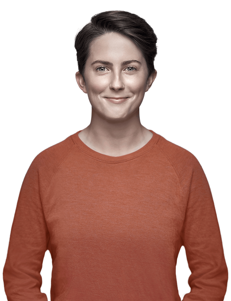 Young woman with short hair looking straight into the camera